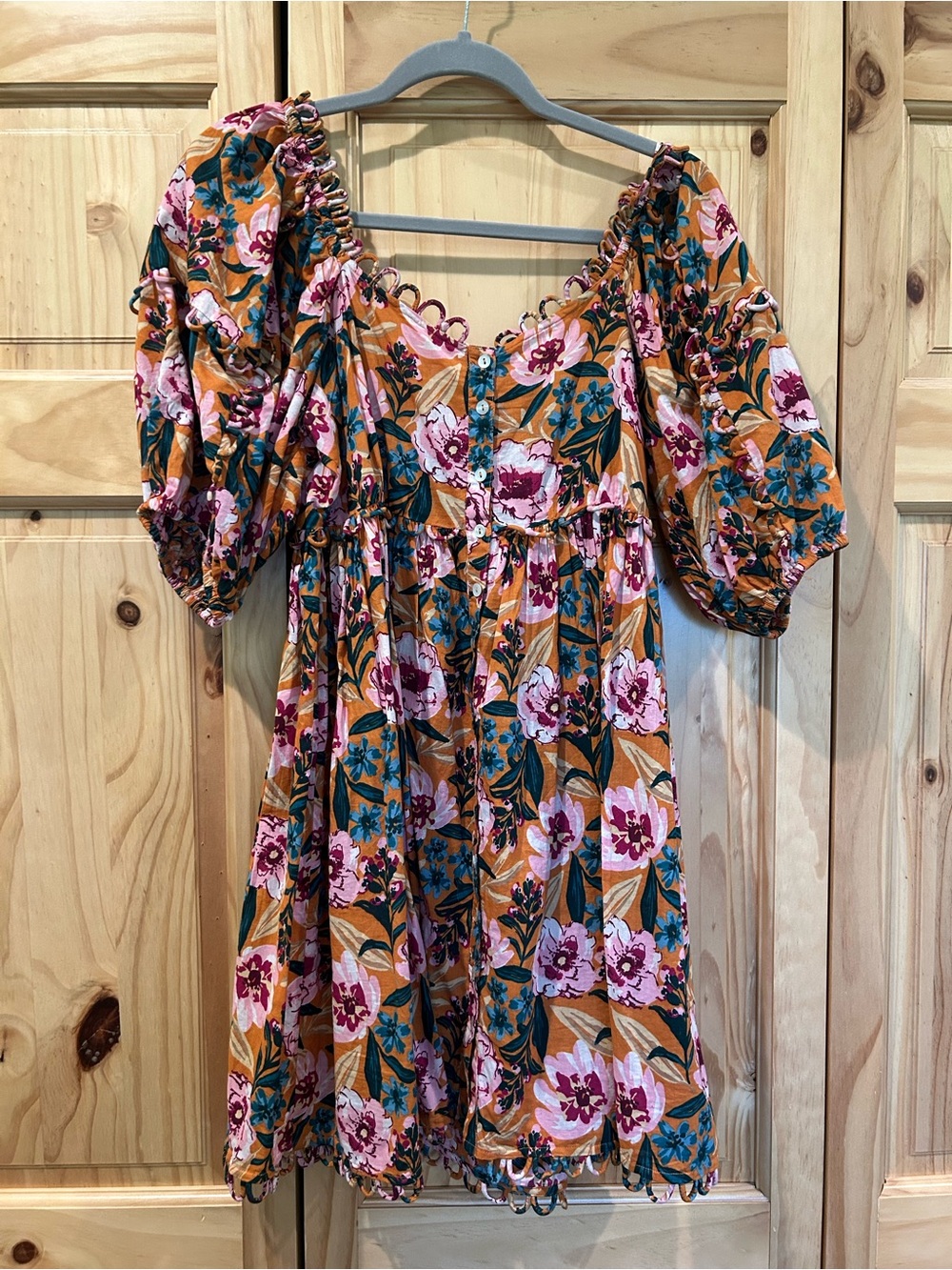 Topshop Mustard, Pink & Teal Floral Mini Dress